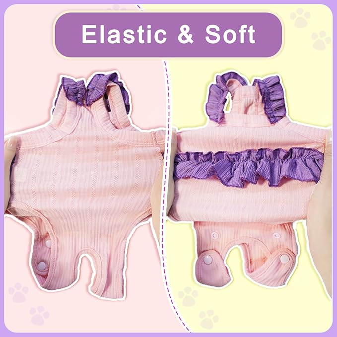 Cat Recovery Suit,Kitten Onesie After Surgery,E-Collar Alternative for Abdominal Wound and Skin Diseases,Soft Breathable Bodysuit After Spay（Orange-s）