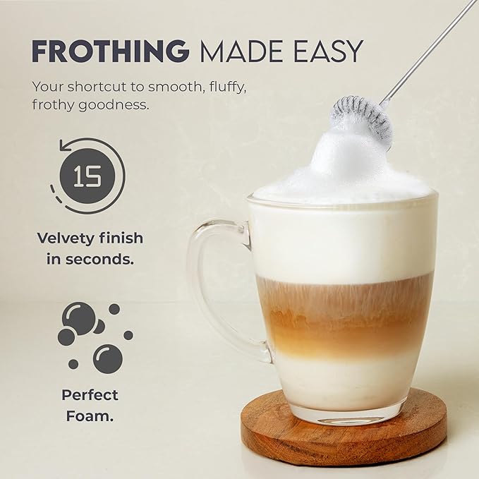 Zulay Kitchen Milk Frother Handheld Battery Operated – Electric Drink Mixer for Coffee, Lattes, Cappuccinos, Matcha & Hot Chocolate – Portable Foam Maker & Coffee Bar Accessory - Blackberry Purple