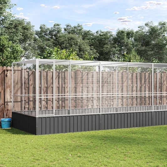 Outdoor Aviary Bird Cage, Galvanized Steel Outside Ample Activity Space Birdcage, 246.1"x81.5"x83.5", -269