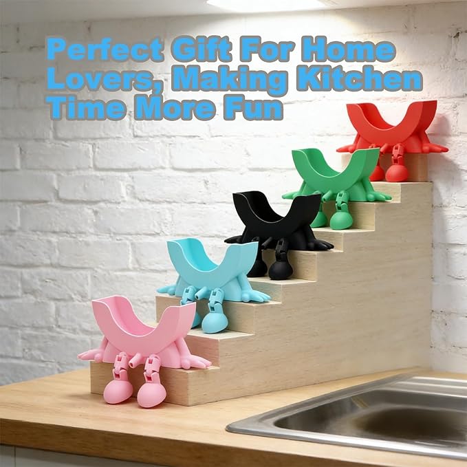 Cute Hanging Sponge Holder with Drainage, 3D Printed Sink Rack with Legs and Handles, 3D Printing Funny Countertop Sponge Holders for Kitchen Sink Draining (Green)