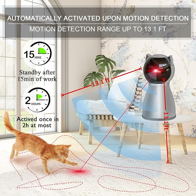 YVE LIFE Laser Cat Toys for Indoor Cats,The 4th Generation Real Random Trajectory Motion Activated Rechargeable Automatic Cat Laser Toy,Interactive Cat Toys for Bored Indoor Adult Cats/Kittens (Gray)