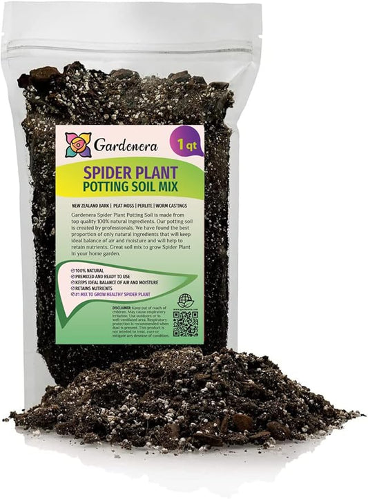 GARDENERA Premium Spider Plant Potting Soil Mix - (1 Quart Bag)