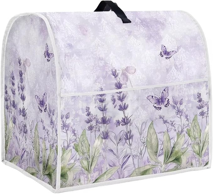 Boho Flower Dragonfly Kitchen Stand Mixer Cover for 4.5-5 Quart Blenders with Carry Handle & Pockets Stain-Resistant Polyester Small Kitchen Appliance Protector Cover for Countertops