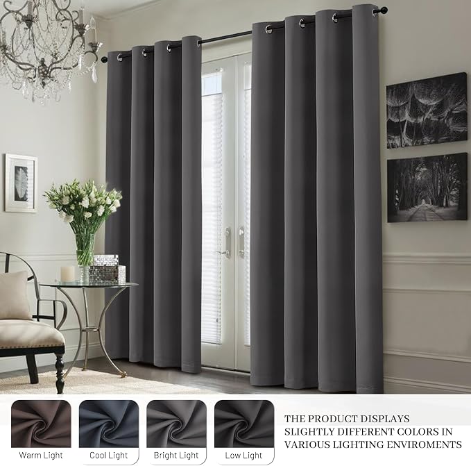 Yakamok 100% Blackout Curtain Panels 84 inches Cold and Light Blocking Drapes