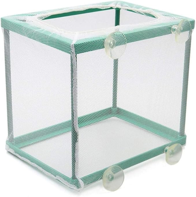 COMOK Fish Hatchery Breeder Box Aquarium Separation Net Nylon Incubator Mesh Fish Breeding Tanks Isolation Box Green Square