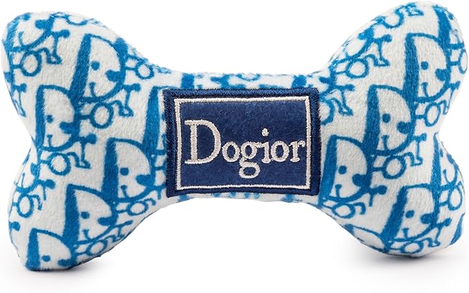 Haute Diggity Dog Dogior Bone, Plush Designer Dog Toys with Interactive Squeaker, Stimulating Pet Enrichment, Machine-Washable & Safe Materials for All Breeds, Size Small