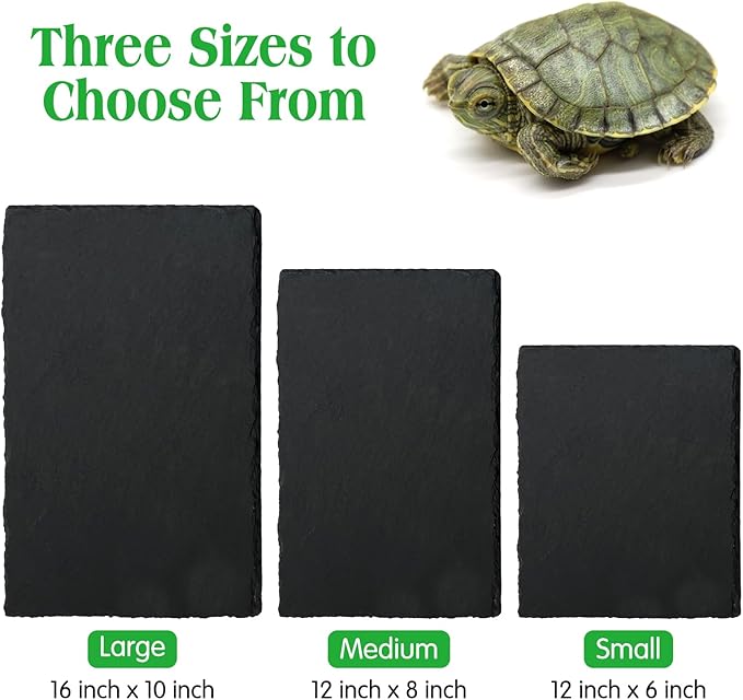 Tfwadmx Reptile Basking Platform 16 x 10 inch, Large Tortoise Feeding Bathing Area Natural Rock Reptile Food Bowl Landscape Habitat Decor for Turtle Lizard Bearded Dragon Crested Gecko Snake