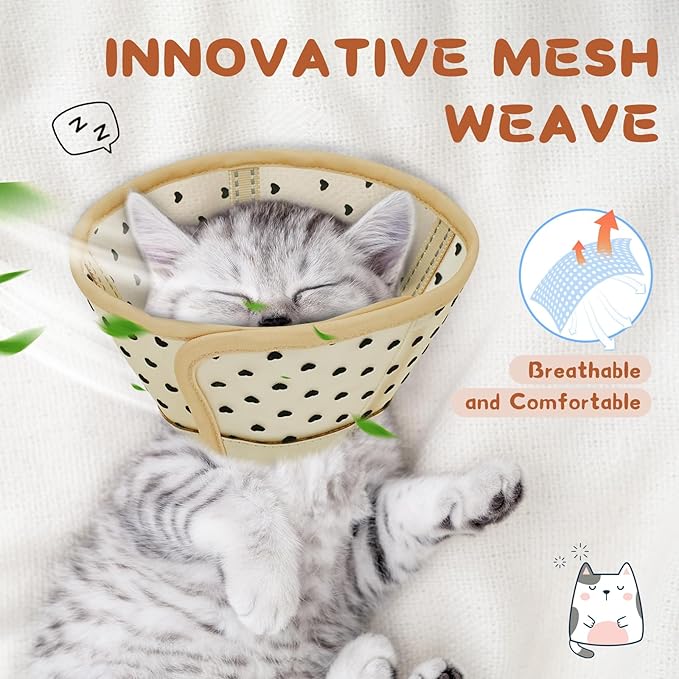 Supet Cat Cone Collar After Surgery, Soft Mesh Recovery Collar for Cats to Stop Licking and Scratching, Plastic Cone Alternative for Small Kitten, Medium, Large Cats