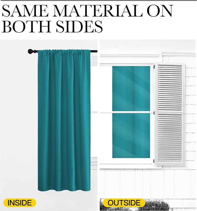 NICETOWN Blackout Curtains for RV Windows, Peacock Blue, 2 Panels, Room