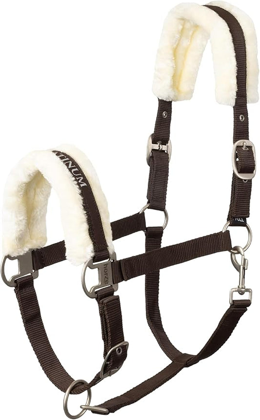 HORZE Howard Soft Fleece Padded Adjustable Polyester Horse Halter - Dark Brown - Horse