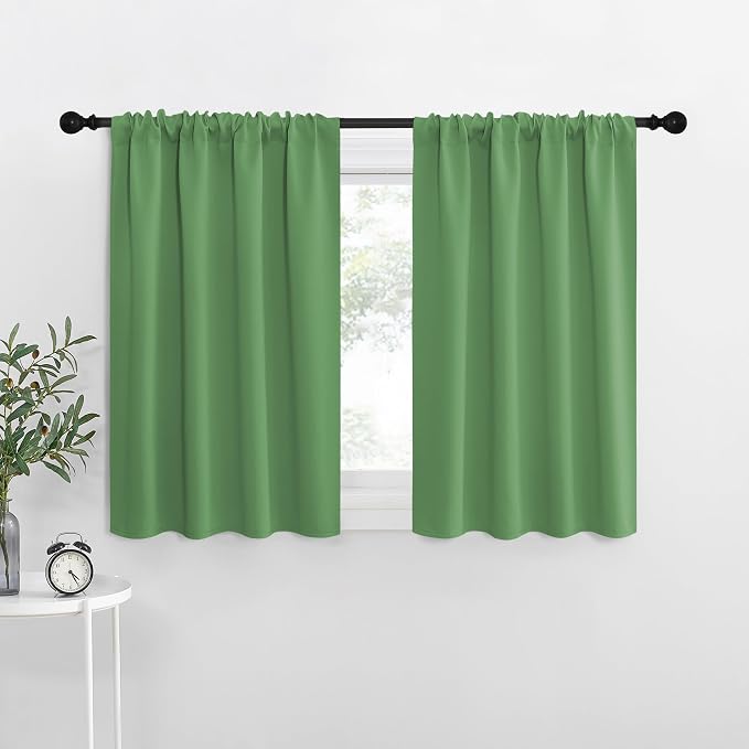 NICETOWN Kitchen Curtains, Froest Green, Short Blackout Curtains & Drapes