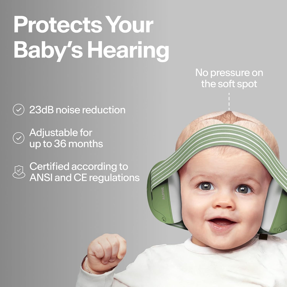Alpine Muffy Baby Ear Protection for Babies and Toddlers up to 36 Months - CE & ANSI Certified - Noise Reduction Earmuffs - Comfortable Baby Headphones Against Hearing Damage & Improves Sleep - Black
