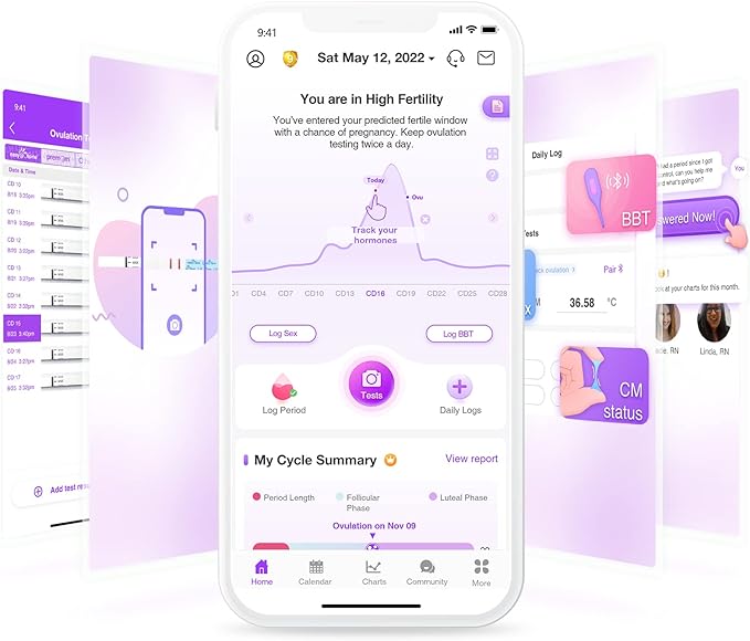 Easy@Home Ovulation Test Strips, 100 Pack Fertility Tests, Ovulation Predictor Kit, FSA Eligible, Powered by Premom Ovulation Predictor iOS and Android App, 100LH+100 Urine Cups