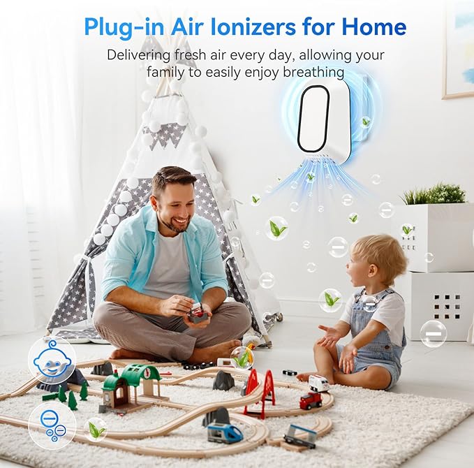 Air Ionizers for Home With 4 Negative Ion Output Heads,Ionizer Air Purifier Plug in With Backlight,Quiet and Energy-Saving, Ideal Air Cleaners for Bedroom,Office,Living Room and Pet Room(4)