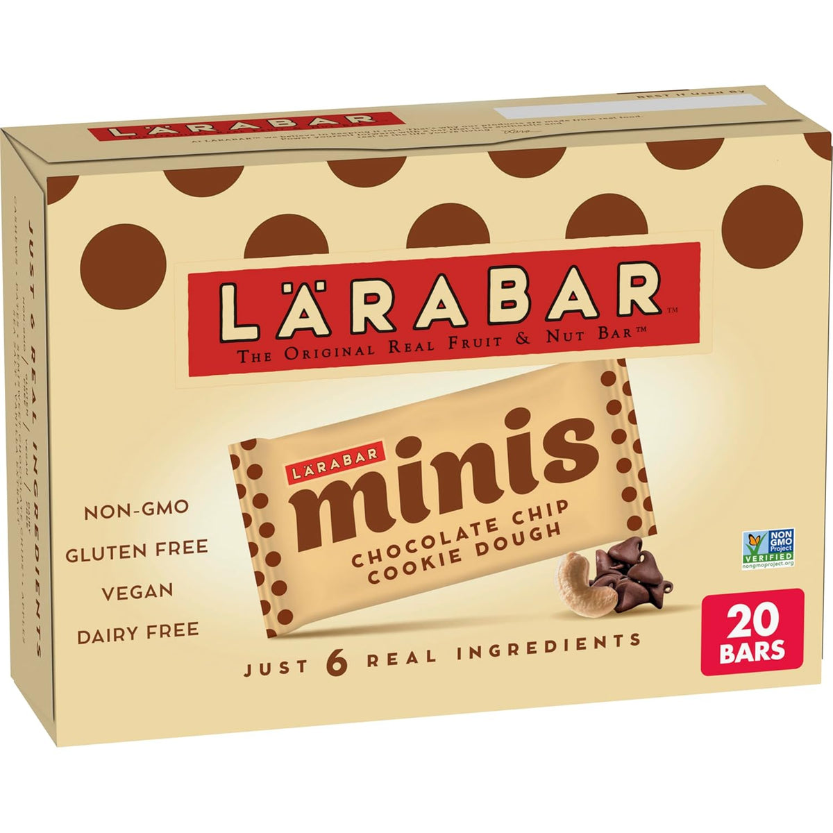 Larabar Minis Chocolate Chip Cookie Dough, Gluten Free Vegan Fruit and Nut Bars, 15.6 oz, 20 Ct