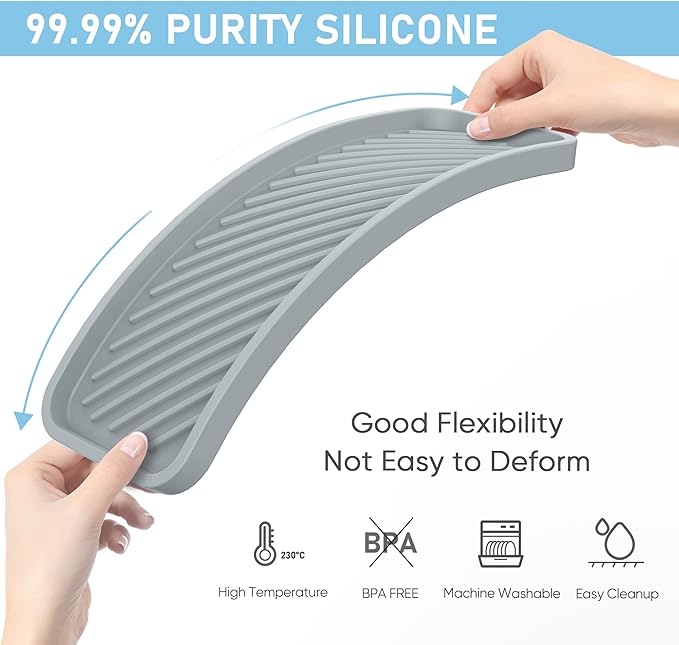 EG-SIPRO Silicone Sponge Holder, Kitchen Sink Organizer Tray, Sponge Caddy for Bathroom Counter, Dish Soap Holder, Scrubber, Soap Dispenser, Scouring Pad