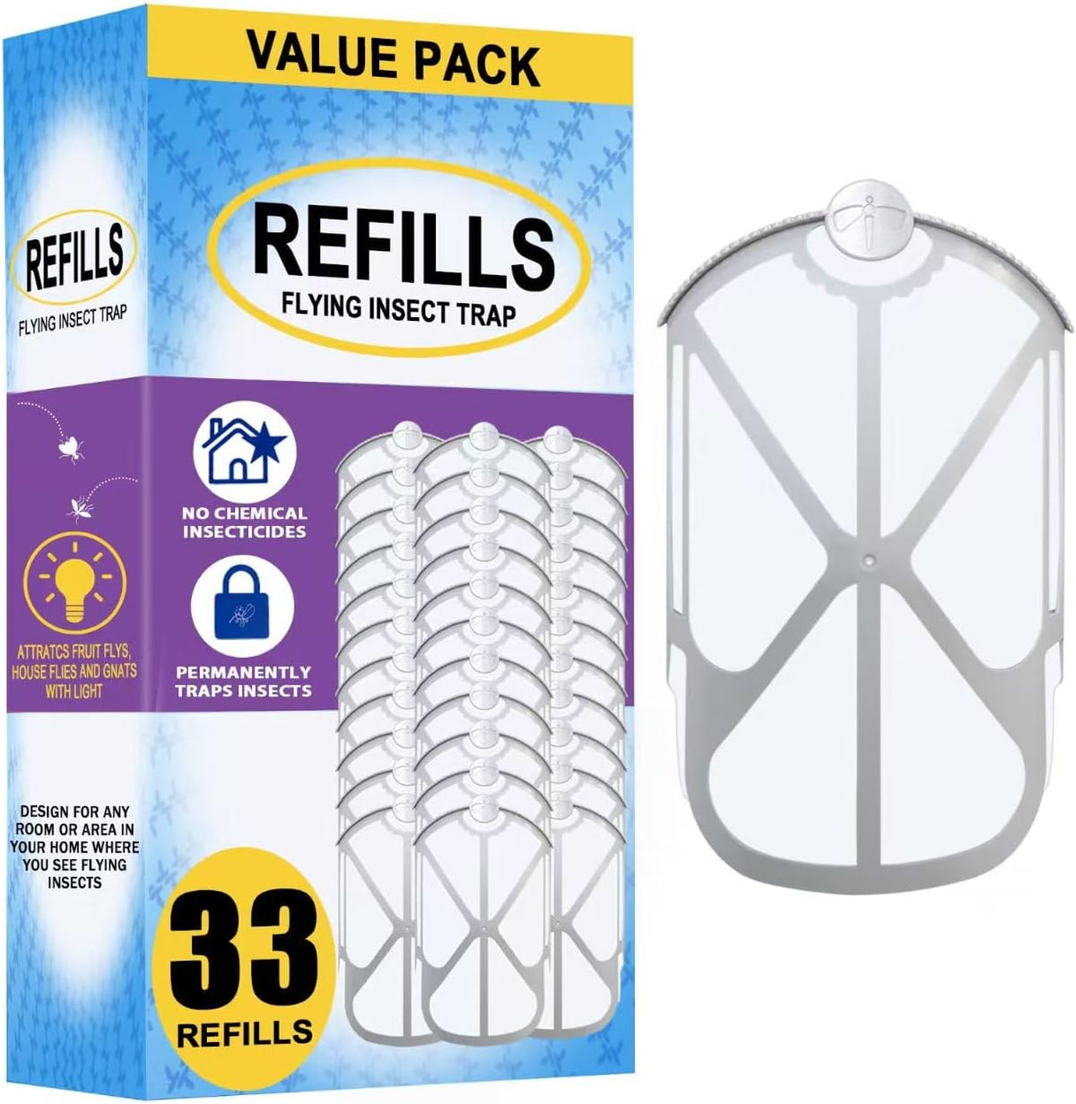 BAIMNOCM 33 Pack Refills Cartridge Compatible with Zevo Flying Insect Trap Refill M364 M364A and Max, White