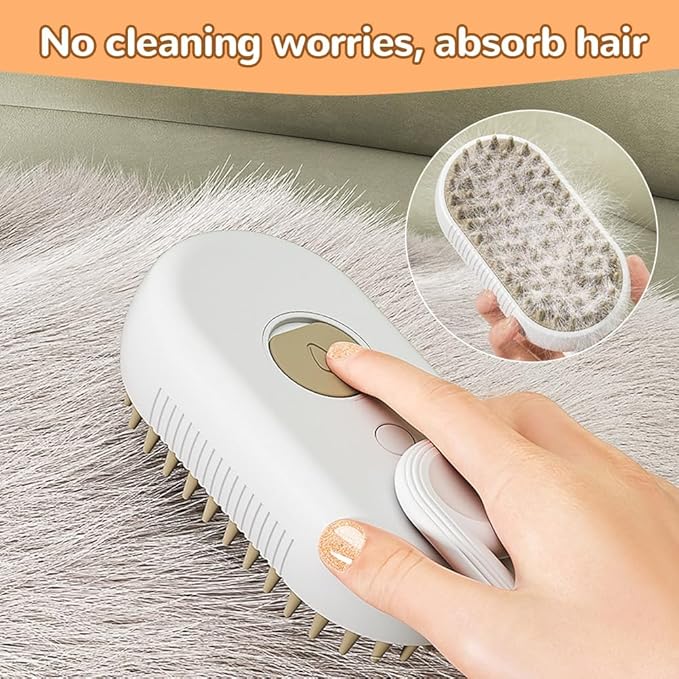 Cat Steam Brush 2025 New Pet Steam Groomer Comb, Painless Grooming Massage, 3 In 1 Water Brush for Cats Dogs (Purple)