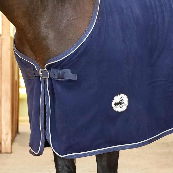 Jeffers Equine Elite Fleece Horse Cooler Blanket, 81 Inch – Soft, Adjustable Fit, Lightweight, Easy Care, Moisture Wicking Cooling Sheet with Surcingle for Post Exercise, Travel for Horses – Navy