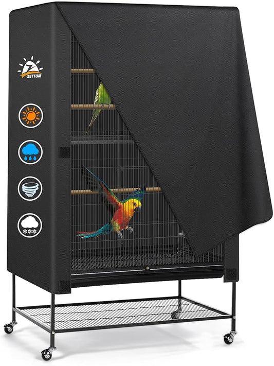 Zettum Bird Cage Cover - 600D Bird Cage Covers for Night Heavy Duty & Waterproof, Fade-Resistant Pet Bird Cage Cover Accessory for Parakeet, Parrot, Cockatiel and More Finches - 19 x 19 x 40 Inch