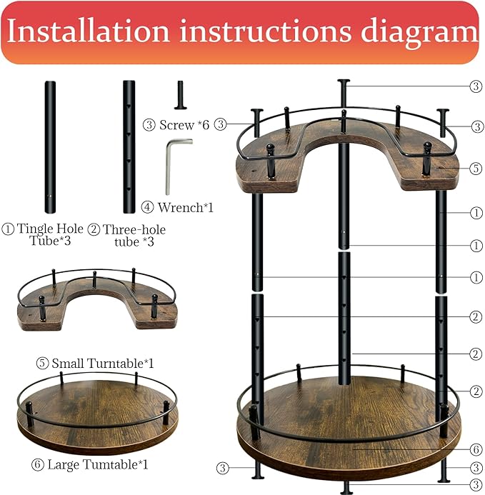 2 Tier Lazy Susan Organizer,2-Tier Spinning Spice Rack with Stable Carousel Base & 4 Height Settings for Cupboard Kitchen Countertop Dining Table Cupboard (Round)