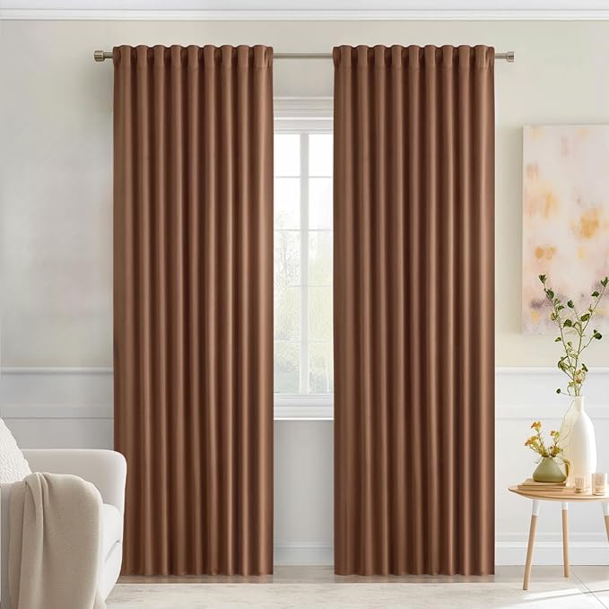 MIULEE Back Tab Blackout Curtains 90 Inch Long 2 Panels Set