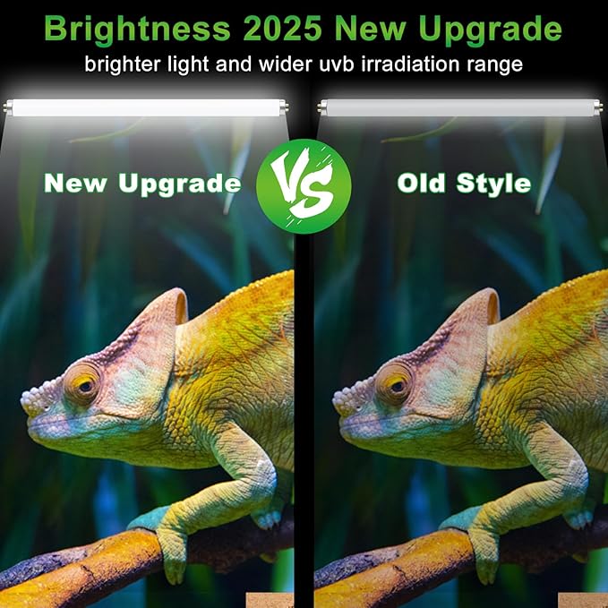 LUCKY HERP T8 15W UVB 5.0 Reptile Light, 18inch UVA UVB Reptile Light Bulb 2 Pack, Fluorescent Lamp for Reptiles Amphibians Lizards Chameleons