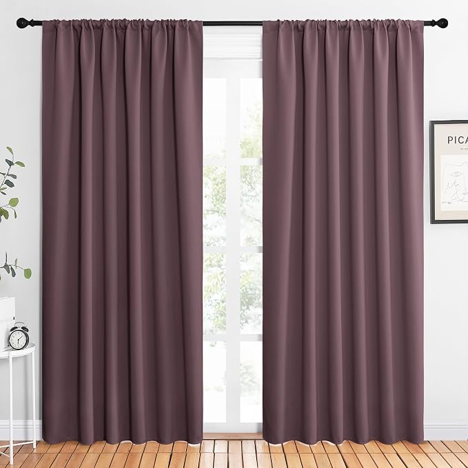NICETOWN 2 Panels Blackout Curtains, Rod Pocket Thermal Insulated Drapes 84