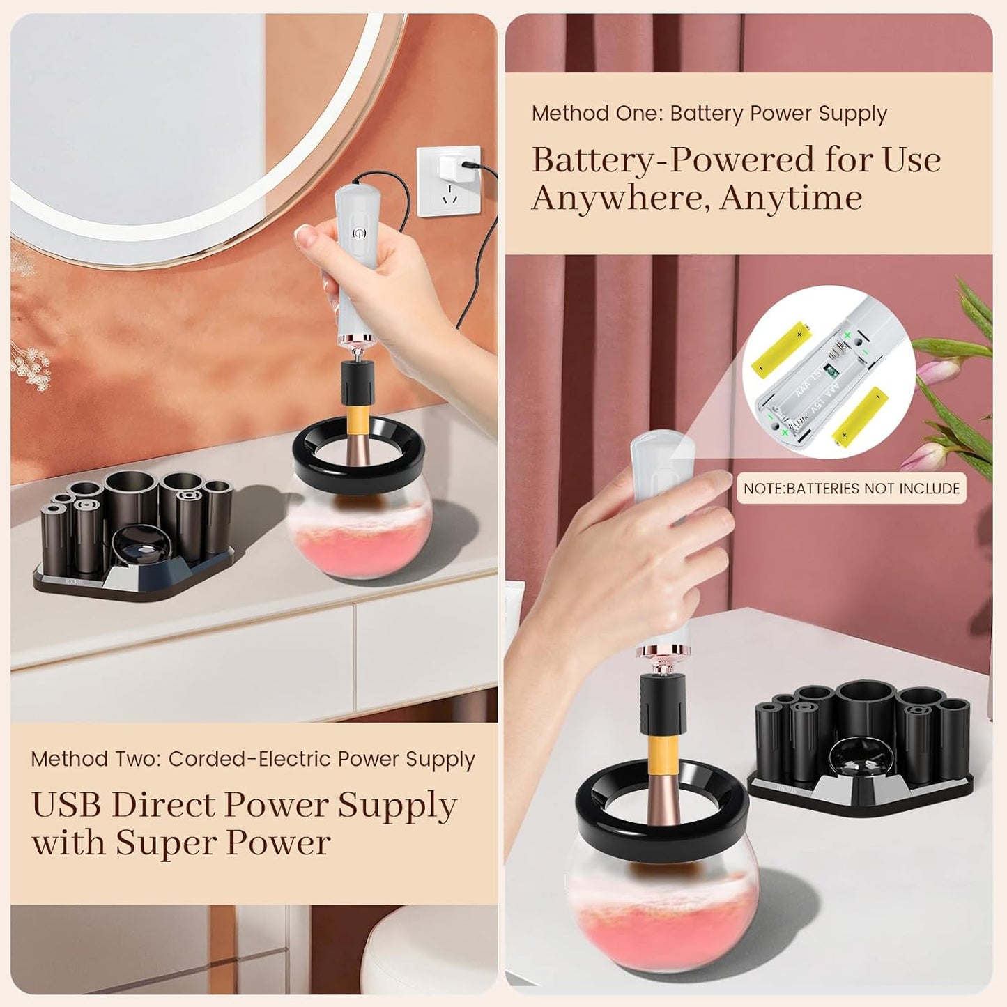 Premium Makeup Brush Cleaner Dryer Super-Fast Electric Brush Cleaner Machine Automatic Brush Cleaner Spinner Makeup Brush Tools (White)