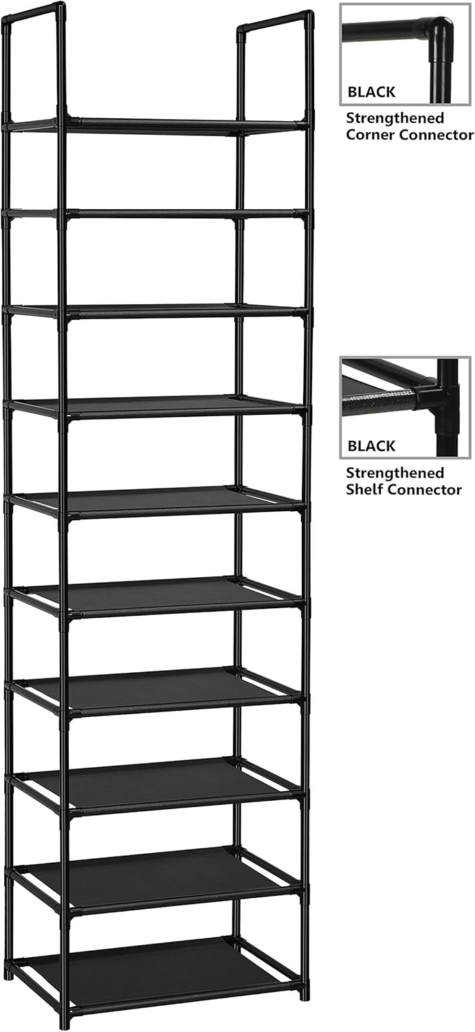 FIDUCIAL HOME 10 Tiers Shoe Rack 20-25 Pairs Sturdy Shoe Shelf