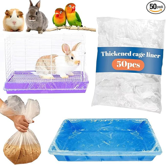 Disposable Small Animal Cage Liners, Plastic Liners Can Cover 37x19, 34x22 30x20 Inches, Suitable For Rabbits, Birds, Guinea Pigs, Chinchillas(50)