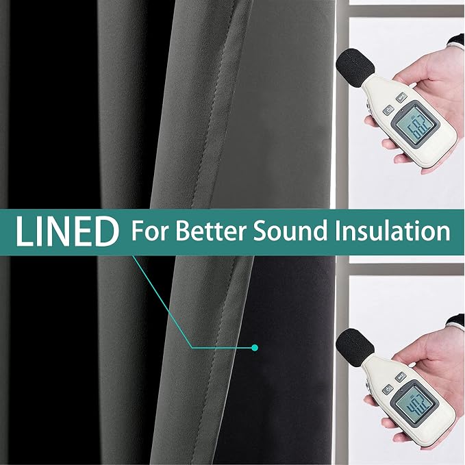 Yakamok 100% Blackout Lined Panels, Thermal Insulated Blackout Curtains
