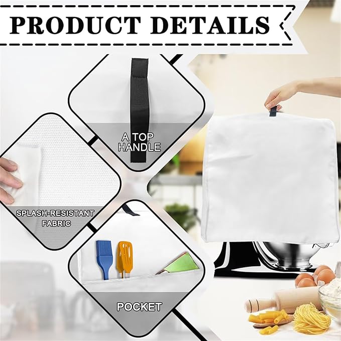 Spring Hummingbird Stand Mixer Cover with Top Handle and Side Pocket Washable Food Processor Dust Cover Compatible with 6-8 Quart Coffee Makers Fingerprint Resistant