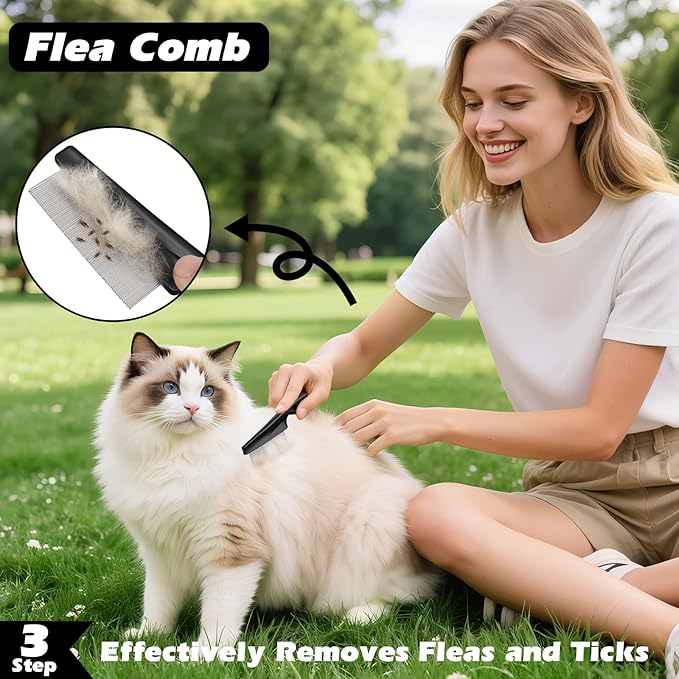 3PCS Self Cleaning Slicker Brush & Pet Grooming Rake & Bath Brush for Dogs,Cats and Horses | Double-Sided Dematting Comb & Skin Friendly Deshedding Grooming Tool | Pet Supplies(Light Purple Black)