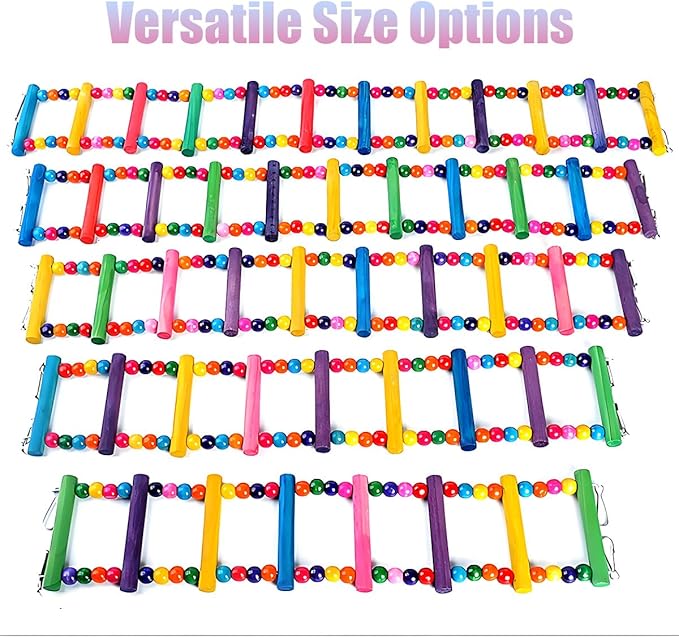 Bird Toys for Parrots Parrot Bridge, Swing Toys, and Ladders for Macaws, African Greys, Budgies, Cockatiels & Parakeets - Wooden Bird Ladder and Swing Toys for Play and Training (20Inch - 8 Ladders)