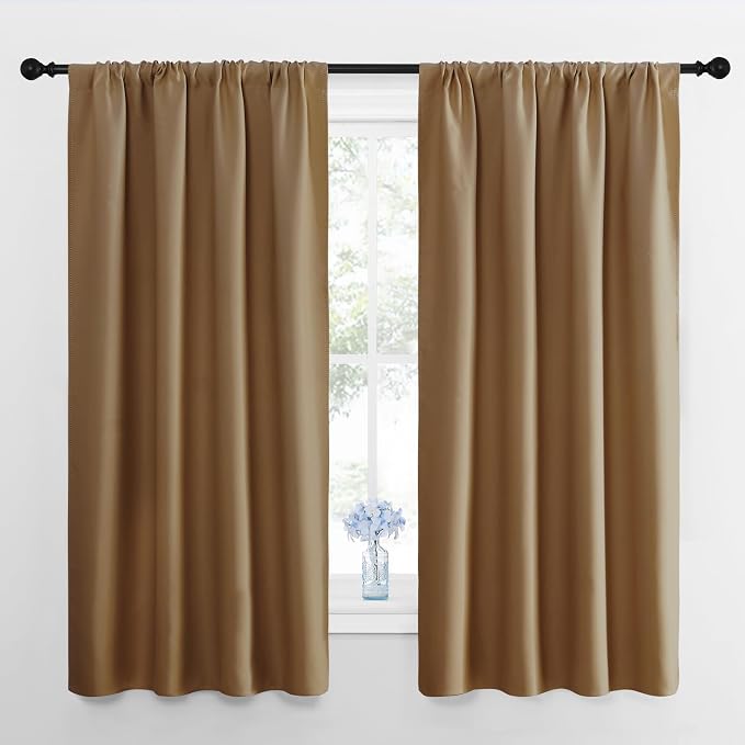NICETOWN Bedroom Curtains Blackout Draperies, 1 Pair, 34-inch W x 63-inch L