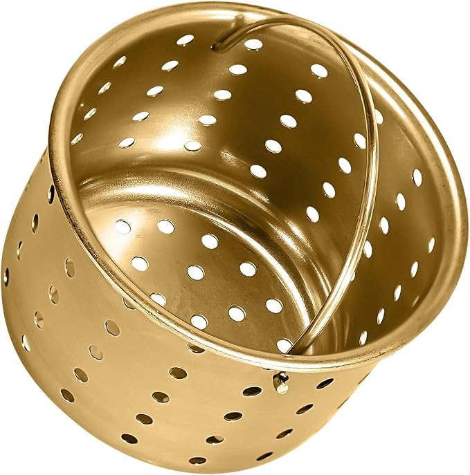Deep Sink Strainer Basket – Fits Standard 3-1/2" Kitchen Drains – Gold Stainless Steel Removable Strainer with 30 Disposable Mesh Bags – Makes Cleaning Food Debris Quick & Easy