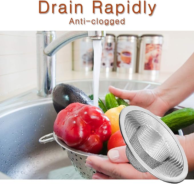 2pcs Heavy Duty Stainless Steel Slop Basket Filter Trap,3.54" Top / 1.65" Mesh Metal Sink Strainer,Perfect for Kitchen Sink/Bathroom Bathtub Wash Basin Floor Drain Balcony Drain Hole,Utility