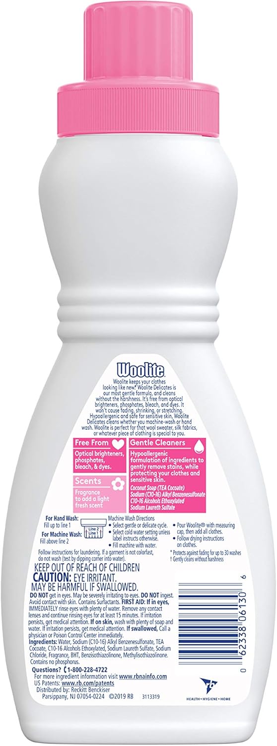 Woolite Delicates Hypoallergenic Liquid Laundry Detergent, 8 Loads, 16oz, Hand & Machine Wash