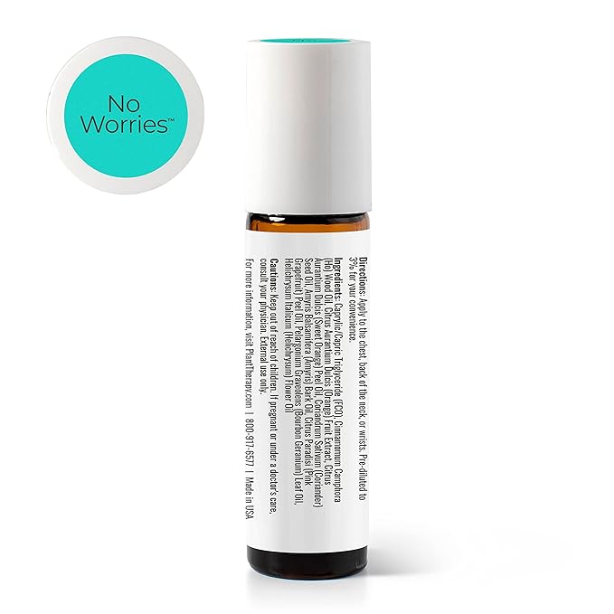 Plant Therapy KidSafe No Worries Essential Oil Blend 10 mL (1/3 oz) Pre-Diluted Roll-On 100% Pure, Therapeutic Grade