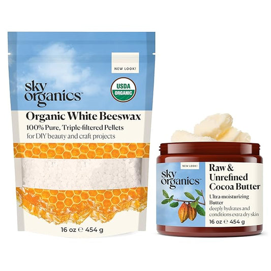 Sky Organics - Organic White Beeswax - DIY Home Essentials - White Beeswax & Cocoa Butter, 16oz