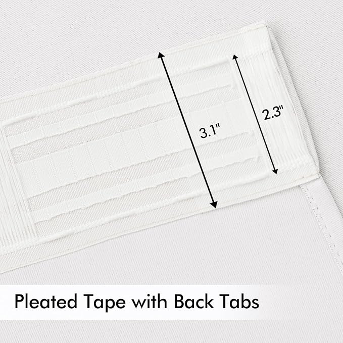 MIULEE Pure White Back Tab Blackout Curtains 102 Inch Long 2 Panels Set