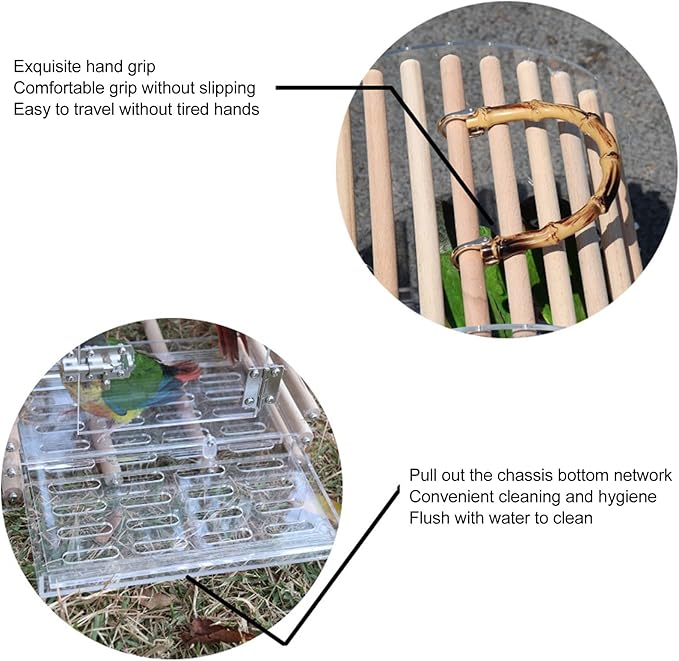 Gonetre Portable Bird Cage Portable Travel Bird Carrier Portable Acrylic Bird Cage PortableCage Portable Bird Cage Escape Proof Circular Arc Small Transparent Acrylic Travel Bird Carrier