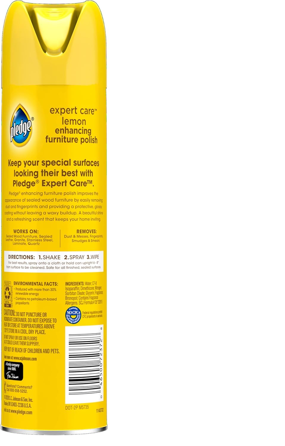 Pledge Enhancing Polish, Furniture & Wood Spray, Lemon Scent, 9.7oz