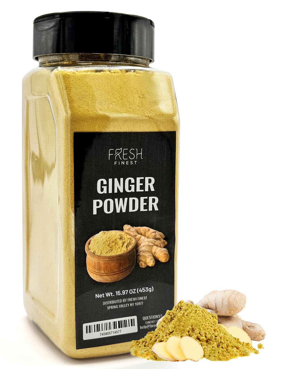 Fresh Finest Ginger Powder - 15.97oz (453G) - Pure Ground Ginger Root for Culinary & Health Benefits, Packed in a Premium Container