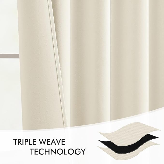 MIULEE Birch Back Tab Blackout Curtains 84 Inch Length 2 Panels Set