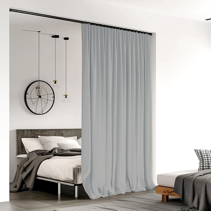 Room Divider Curtains for Ceiling Track Rod, 4.3 ft Wide x 10 ft Tall, Light