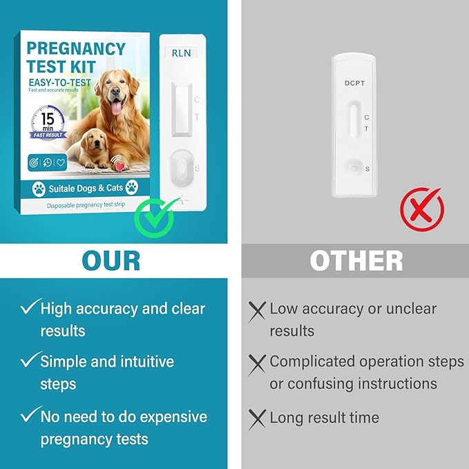 Dog Pregnancy Test, 15Mins Accurate Pet Early Detection Pregnancy Test, Convenient & Disposable Pregnancy Tests Strip for Dogs and Cats at Home, Simple Operation