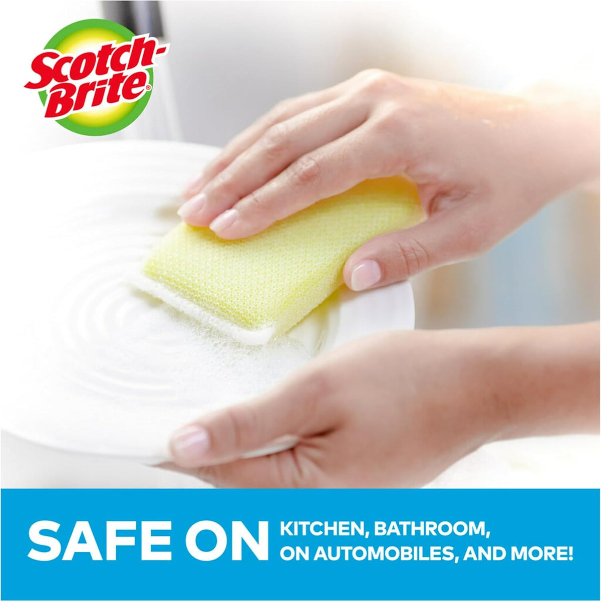 Scotch-Brite Dobie Pads, Dobie Sponge for All Purpose Cleaning of Kitchen, Bathroom, and Household, Non Scratch Dobie Cleaning Pads Safe for Non-Stick Cookware, 12 Dobie Pads
