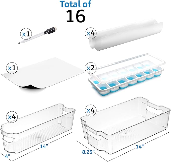 Fridge Organizer - 10 Pieces refrigerator organizer bins - Pantry Organization and Storage for Fridge & Refrigerator- BPA Free Freezer Organizer Bins